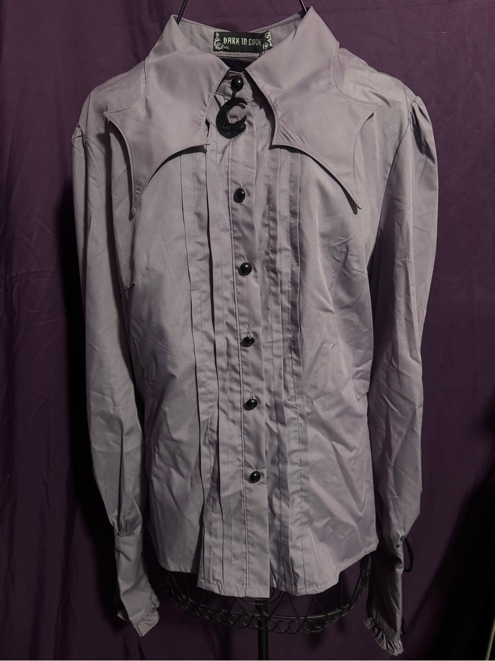Dark in Love Lavender Gothic Button-Up Blouse